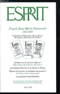 Esprit - L'esprit Jean-Marie Domenach 1922-1997 - Juillet 1998