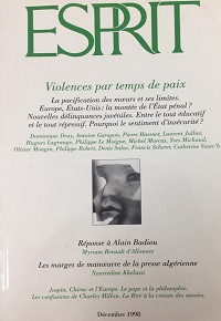 Esprit - 1998/T12: Violences par temps de paix