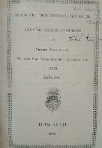 Những thư chọn trong các thư chung - Các Đấng Vicariô Apostôlicô (q1)
